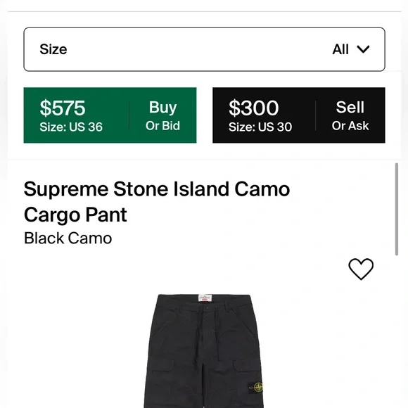 Stone Island Black Cargo Pants (Size Small)
